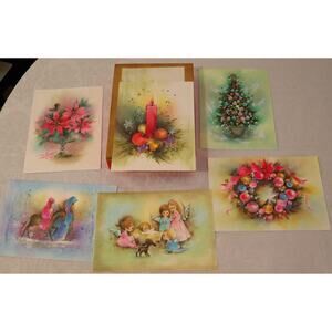 Vintage Christmas Cards Mica Sparkles Boxed Coronation - 18 Cards